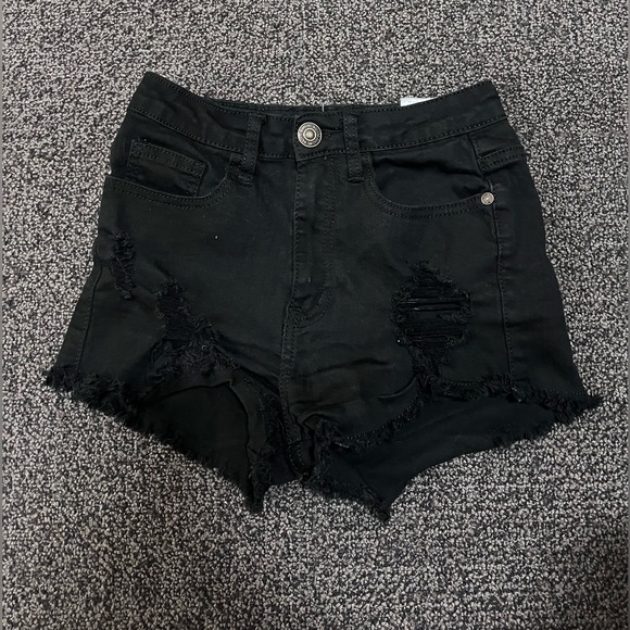 Black Denim Shorts - Picture 1 of 3